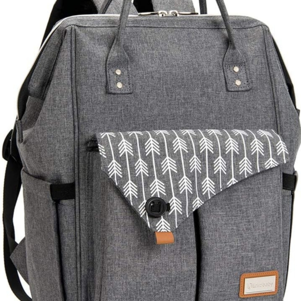 Gray Backpack With Patterned Flap - image 6